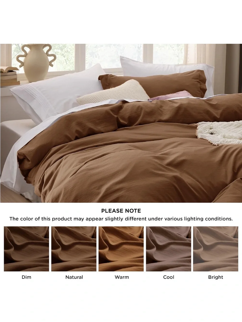 NEW Bedsure Chocolate Brown Duvet Cover Full Size - 3 Pcs Prewashed Extra Soft
